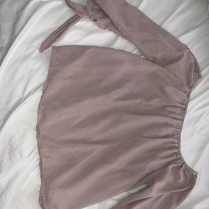 trendy tan off the shoulder blouse